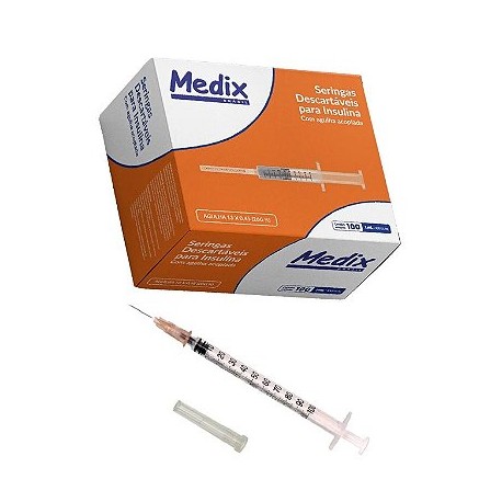 UNID SERINGA INSULINA 1ML C/AG ACOP 6X0,231G /2000 - MEDIX